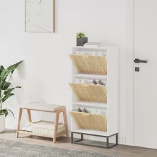 vidaXL fehér szerelt fa cipősszekrény 52x25x120 cm