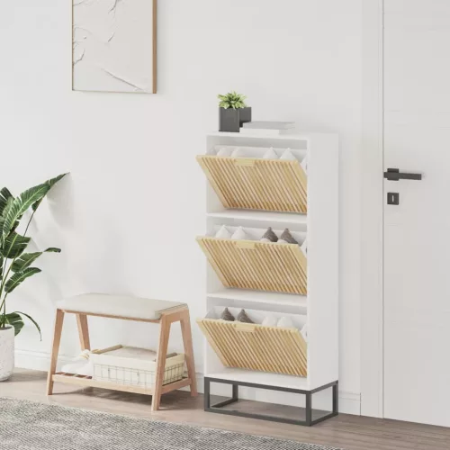 vidaXL fehér szerelt fa cipősszekrény 52x25x120 cm