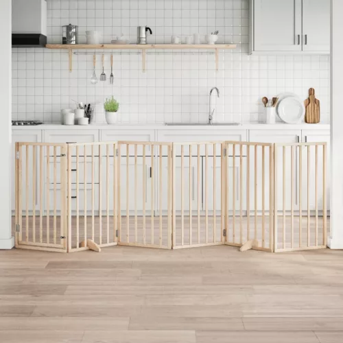 vidaXL összecsukható ajtós kutyakapu 6 panellel, 300 cm, nyárfa