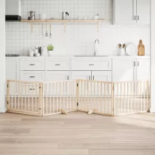   vidaXL nyárfa kutyakapu összecsukható ajtóval, 4 panellel, 320 cm