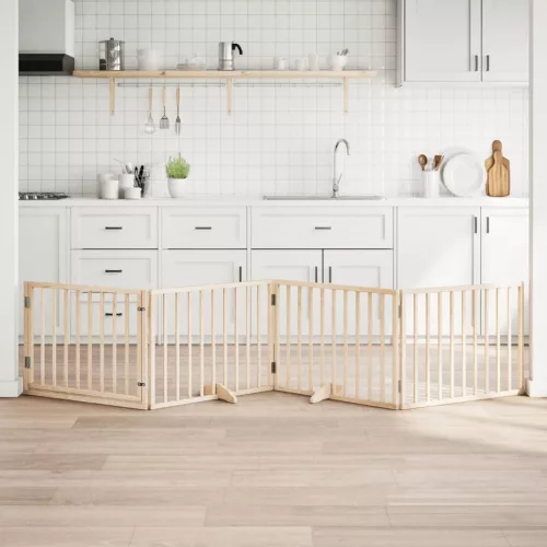 vidaXL nyárfa kutyakapu összecsukható ajtóval, 4 panellel, 320 cm