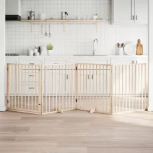   vidaXL nyárfa 4 paneles összecsukható kutyakapu ajtóval 320 cm
