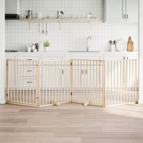 vidaXL nyárfa 4 paneles összecsukható kutyakapu ajtóval 320 cm