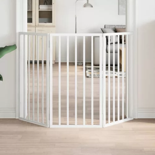 vidaXL összecsukható, 3 paneles, fehér, nyárfa kutyakapu 150 cm