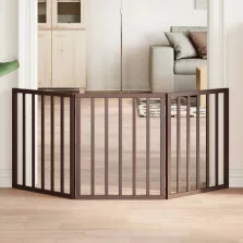   vidaXL barna nyárfa 3 paneles összecsukható kutyakapu 150 cm