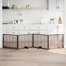   vidaXL barna nyárfa 4 paneles összecsukható kutyakapu ajtóval 320 cm
