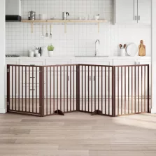   vidaXL barna nyárfa 4 paneles összecsukható kutyakapu ajtóval 320 cm