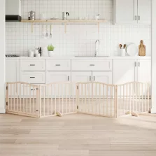   vidaXL nyárfa 4 paneles összecsukható kutyakapu ajtóval 320 cm