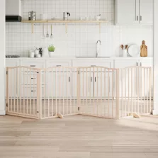  vidaXL nyárfa 4 paneles összecsukható kutyakapu ajtóval 320 cm
