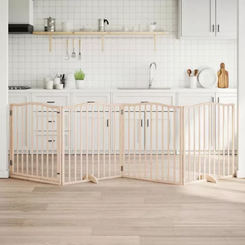 vidaXL nyárfa 4 paneles összecsukható kutyakapu ajtóval 320 cm