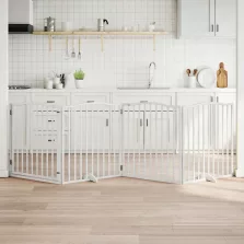   vidaXL fehér nyárfa 4 paneles összecsukható kutyakapu ajtóval 320 cm
