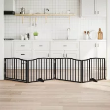   vidaXL fekete nyárfa 4 paneles összecsukható kutyakapu ajtóval 320 cm