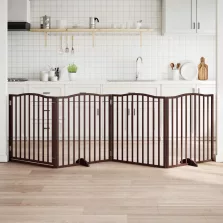   vidaXL barna nyárfa 4 paneles összecsukható kutyakapu ajtóval 320 cm