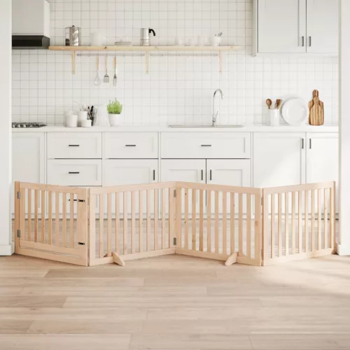 vidaXL nyárfa 4 paneles összecsukható kutyakapu ajtóval 320 cm