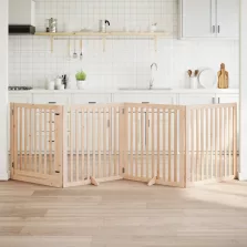   vidaXL nyárfa 4 paneles összecsukható kutyakapu ajtóval 320 cm