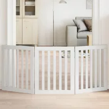   vidaXL fehér nyárfa 3 paneles összecsukható kutyakapu 150 cm