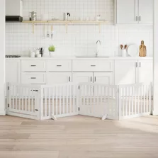   vidaXL fehér nyárfa 4 paneles összecsukható kutyakapu ajtóval 320 cm