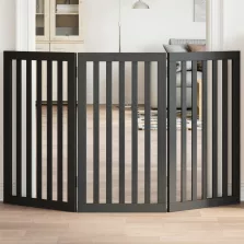   vidaXL fekete nyárfa 3 paneles összecsukható kutyakapu 150 cm