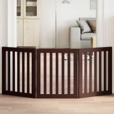   vidaXL barna nyárfa 3 paneles összecsukható kutyakapu 150 cm