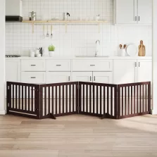   vidaXL barna nyárfa 4 paneles összecsukható kutyakapu ajtóval 320 cm