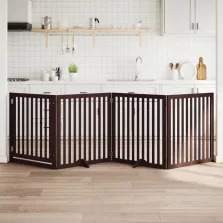   vidaXL barna nyárfa 4 paneles összecsukható kutyakapu ajtóval 320 cm