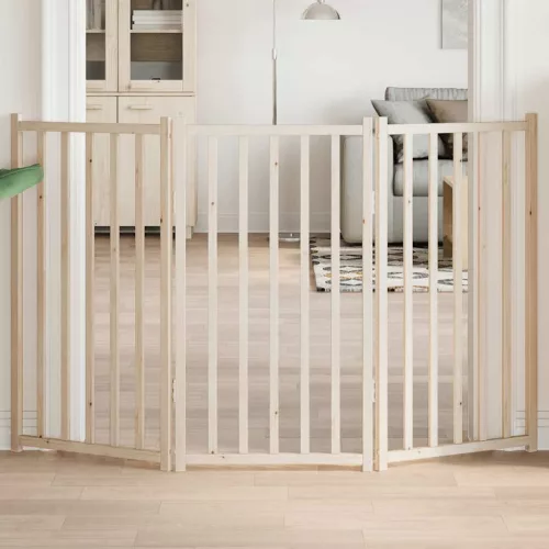 vidaXL összecsukható kutyakapu 3 panellel, 150 cm, tömör fenyőfa
