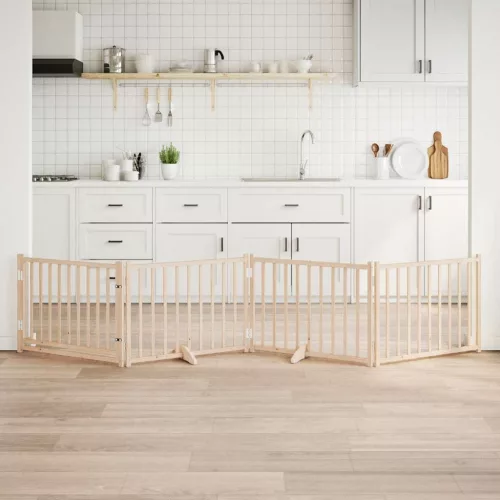 vidaXL tömör fenyőfa 4 paneles összecsukható kutyakapu ajtóval 320 cm