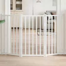   vidaXL fehér tömör fenyőfa 3 paneles összecsukható kutyakapu 150 cm