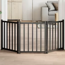   vidaXL fekete tömör fenyőfa 3 paneles összecsukható kutyakapu 150 cm