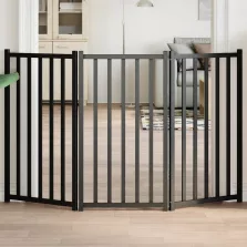   vidaXL fekete tömör fenyőfa 3 paneles összecsukható kutyakapu 150 cm