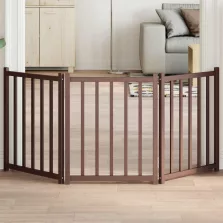   vidaXL barna tömör fenyőfa 3 paneles összecsukható kutyakapu 150 cm
