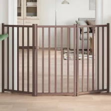   vidaXL barna tömör fenyőfa 3 paneles összecsukható kutyakapu 150 cm