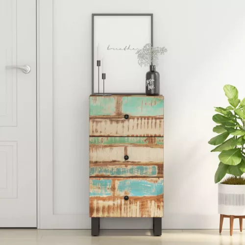 vidaXL újrahasznosított fa tálalószekrény 3 fiókkal 40x33,5x75 cm