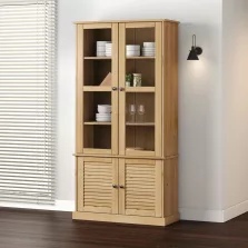   vidaXL VIGO üvegvitrines tömör fenyőfa éjjeliszekrény 85x35x170 cm