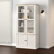   vidaXL VIGO fehér üvegvitrines tömör fenyőszekrény 85x35x170 cm