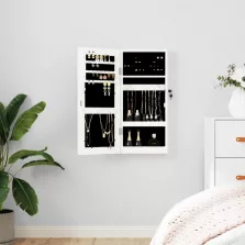   vidaXL fehér falra szerelhető tükrös ékszerszekrény 30x8,5x67 cm