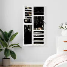   vidaXL fehér falra szerelhető tükrös ékszerszekrény 30x8,5x106 cm