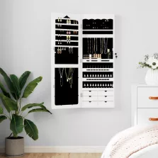   vidaXL fehér falra szerelhető tükrös ékszerszekrény 37,5x10x106 cm