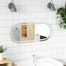vidaXL ovális LED-es fürdőszobai tükör 90 x 40 cm