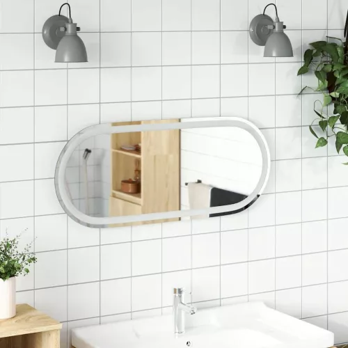 vidaXL ovális LED-es fürdőszobai tükör 90 x 40 cm