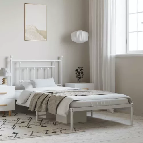 vidaXL fehér fém ágykeret fejtámlával 100x190 cm