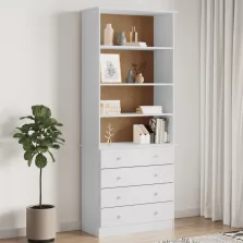   vidaXL ALTA fehér tömör fenyőfa fiókos könyvszekrény 77x35x186,5 cm