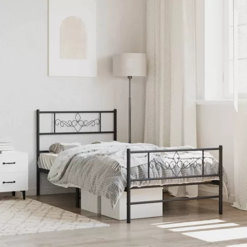 vidaXL fekete fém ágykeret fej- és lábtámlával 107 x 203 cm