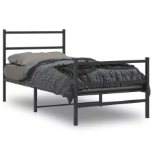   vidaXL fekete fém ágykeret fej- és lábtámlával 90 x 200 cm