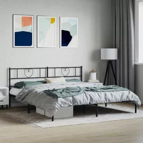 vidaXL fekete fém ágykeret fejtámlával 180 x 200 cm