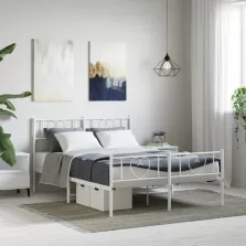   vidaXL fehér fém ágykeret fej- és lábtámlával 120x200 cm