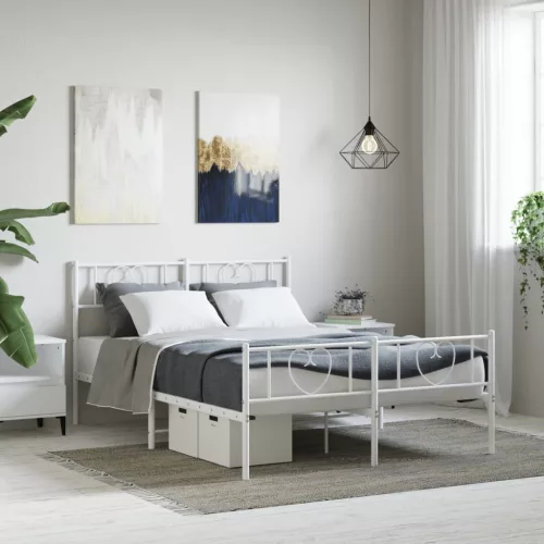 vidaXL fehér fém ágykeret fej- és lábtámlával 120x200 cm