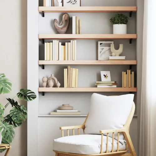 vidaXL tömör bükkfa fali polc 100 x 20 x 4 cm