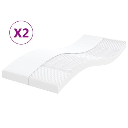 vidaXL 2 db fehér 7-zónás 20 ILD keménységű habmatrac 80 x 200 cm