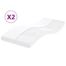   vidaXL 2 db fehér 7 zónás 20 ILD keménységű habmatrac 100 x 200 cm